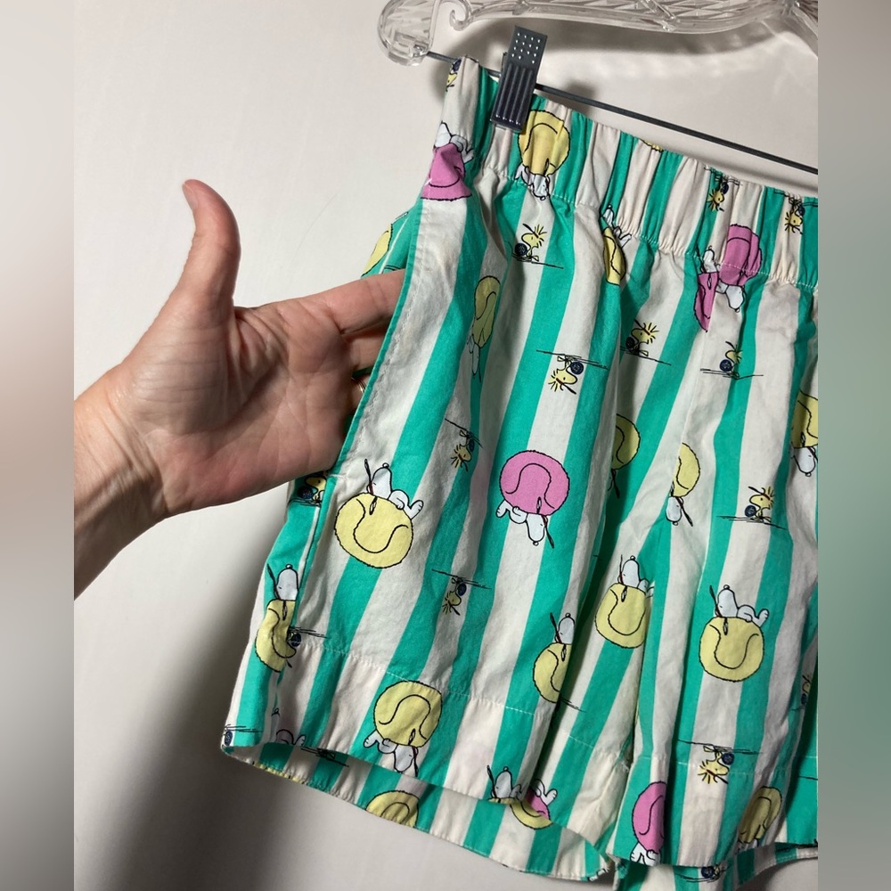 Hanna Anderson Women’s Peanuts Poplin Pajama Set Top & Shorts Size Small - Picture 9 of 16